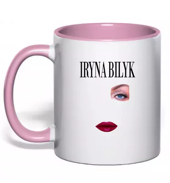 Чашка с цветной ручкой Ірина Білик губи Нежно розовый фото