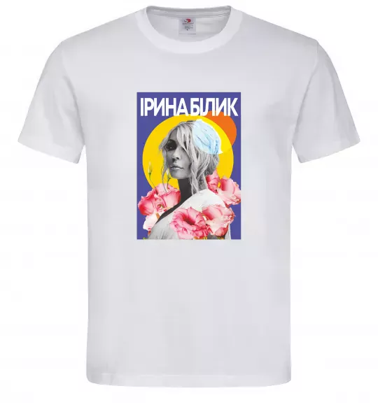 Мужская футболка Ірина Білик з квітами Белый фото