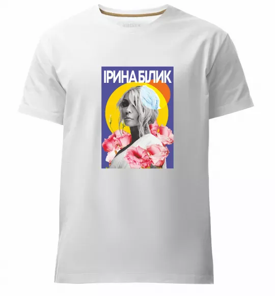 Мужская премиум футболка Ірина Білик з квітами Белый фото