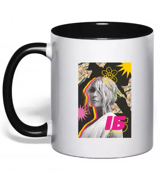 Чашка с цветной ручкой Ірина Білик малюнок Черный фото