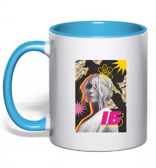 Чашка с цветной ручкой Ірина Білик малюнок Голубой фото