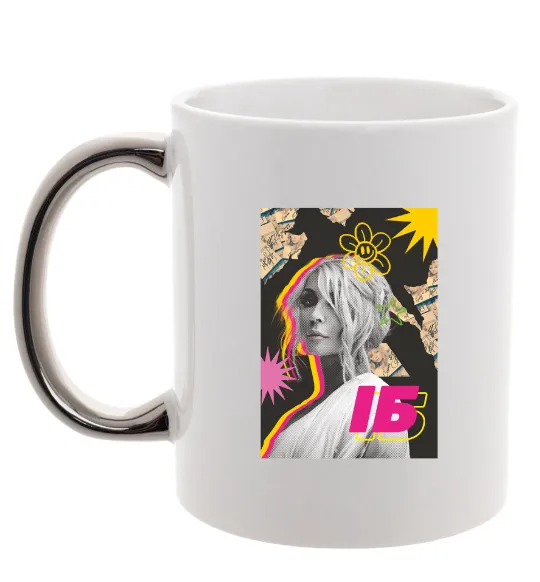 Чашка с цветной ручкой Ірина Білик малюнок Серебро фото