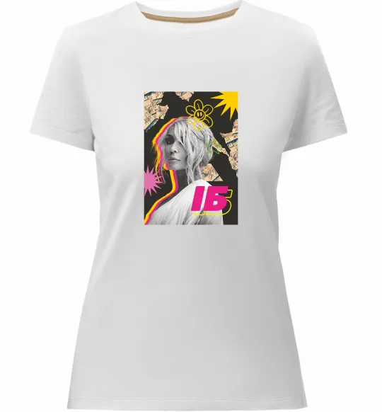 Женская премиум футболка Ірина Білик малюнок Белый фото