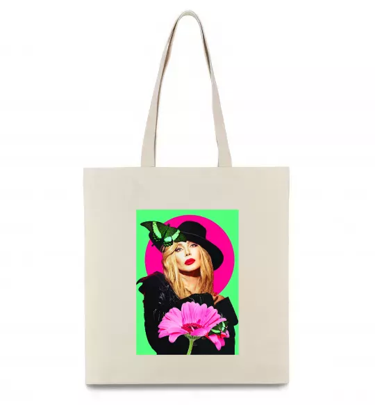 Эко-сумка Ірина Білик з метеликом Бежевый фото