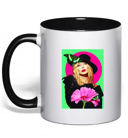 Чашка с цветной ручкой Ірина Білик з метеликом Черный фото