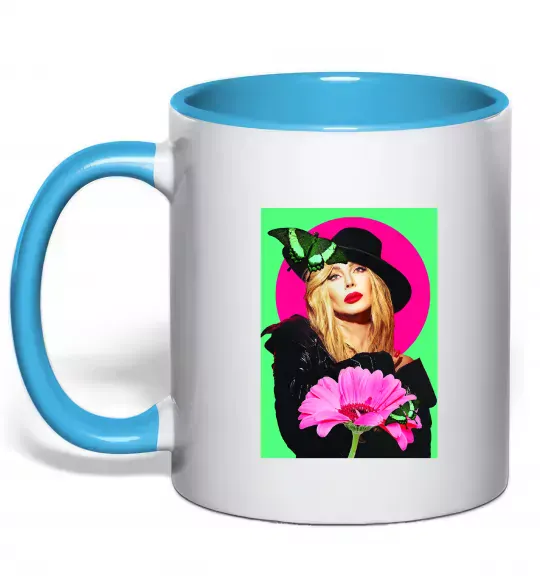 Чашка с цветной ручкой Ірина Білик з метеликом Голубой фото