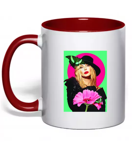 Чашка с цветной ручкой Ірина Білик з метеликом Красный фото