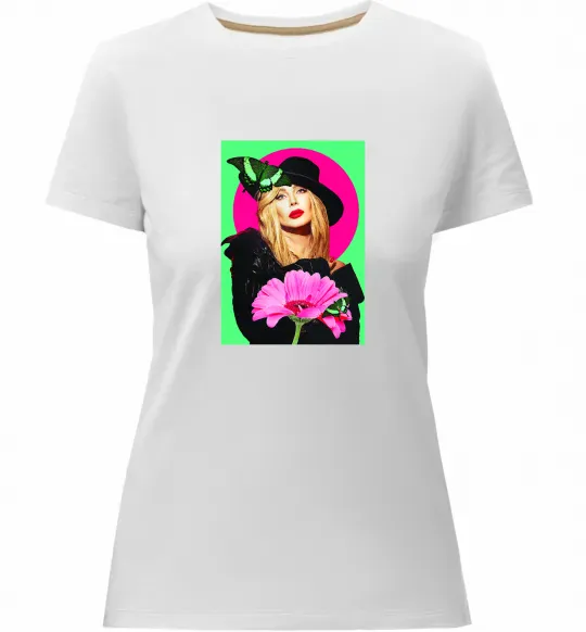 Женская премиум футболка Ірина Білик з метеликом Белый фото