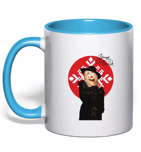 Чашка с цветной ручкой Ірина Білик орнамент Голубой фото