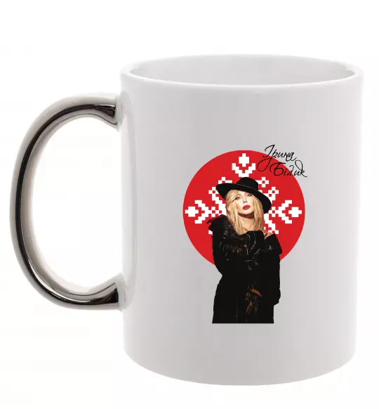 Чашка с цветной ручкой Ірина Білик орнамент Серебро фото