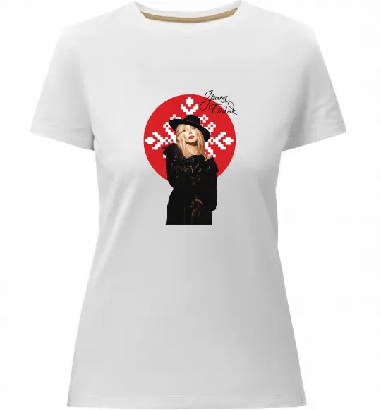 Женская премиум футболка Ірина Білик орнамент Белый фото