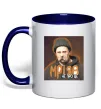 Чашка з кольоровою ручкою Тарас Шевченко з цигаркою Глибокий темно-синій фото