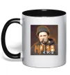 Чашка з кольоровою ручкою Тарас Шевченко з цигаркою Чорний фото