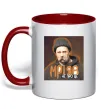Чашка з кольоровою ручкою Тарас Шевченко з цигаркою Червоний фото