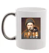 Чашка з кольоровою ручкою Тарас Шевченко з цигаркою Срібло фото