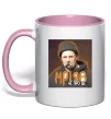 Чашка з кольоровою ручкою Тарас Шевченко з цигаркою Ніжно рожевий фото