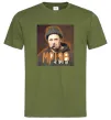 Чоловіча футболка Тарас Шевченко з цигаркою Оливковий фото