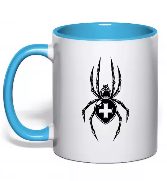 Чашка с цветной ручкой Павук-хрестовик Голубой фото