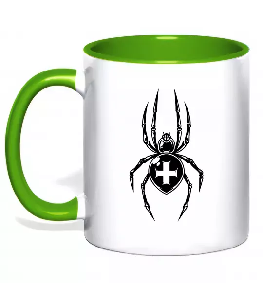 Чашка с цветной ручкой Павук-хрестовик Зеленый фото