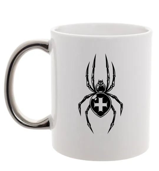 Чашка с цветной ручкой Павук-хрестовик Серебро фото