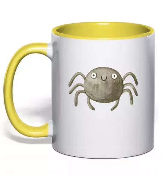 Чашка с цветной ручкой Павучок малюнок Солнечно желтый фото