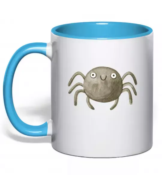 Чашка с цветной ручкой Павучок малюнок Голубой фото