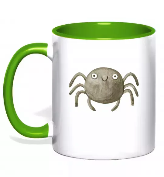 Чашка с цветной ручкой Павучок малюнок Зеленый фото