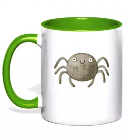 Чашка с цветной ручкой Павучки на павутинні Черный фото