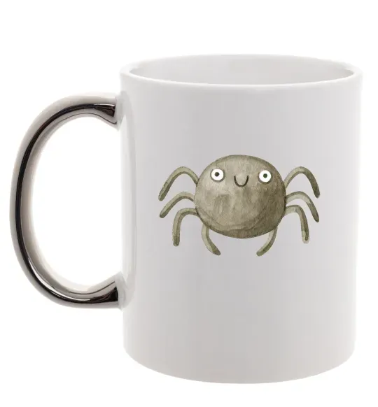 Чашка с цветной ручкой Павучок малюнок Серебро фото