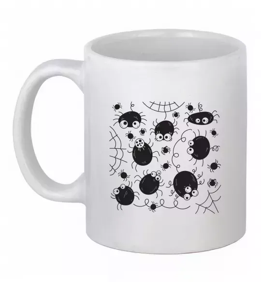 Чашка керамічна Павучки на павутинні Білий фото