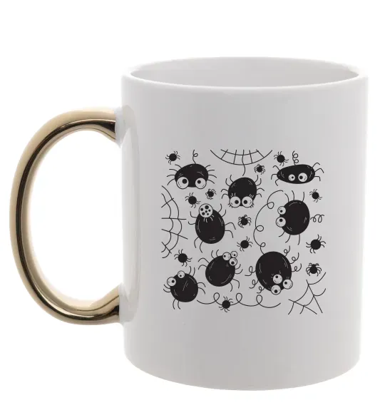 Чашка с цветной ручкой Павучки на павутинні Золото фото