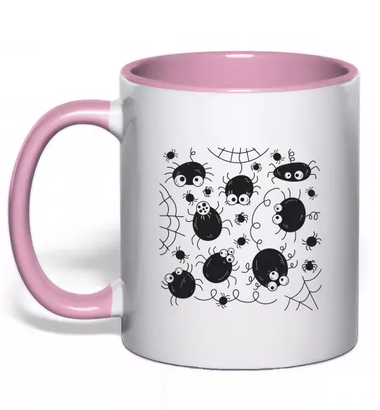 Чашка с цветной ручкой Павучки на павутинні Нежно розовый фото