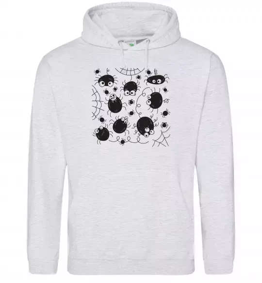 Чоловіча толстовка (худі) Павучки на павутинні Сірий меланж фото