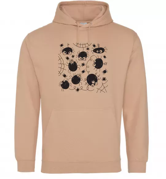 Чоловіча толстовка (худі) Павучки на павутинні Пісочний фото
