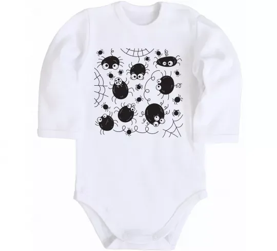 Дитячий бодік Павучки на павутинні Білий фото
