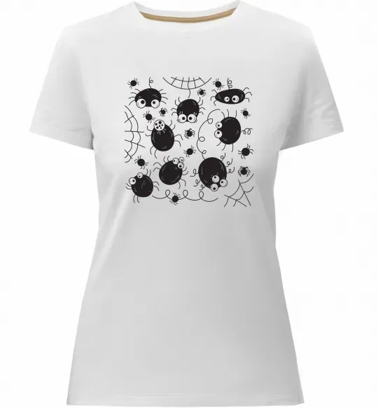 Женская премиум футболка Павучки на павутинні Белый фото