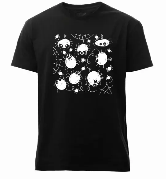 Мужская премиум футболка Павучки на павутинні Черный фото