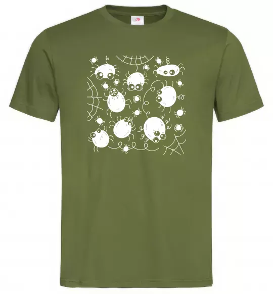 Чоловіча футболка Павучки на павутинні Оливковий фото