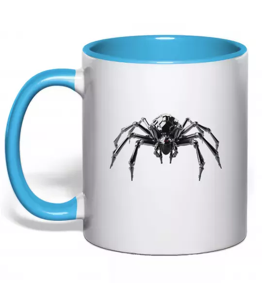 Чашка с цветной ручкой Павук робот Голубой фото
