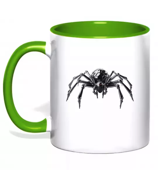Чашка с цветной ручкой Павук робот Зеленый фото