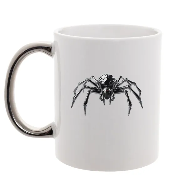 Чашка с цветной ручкой Павук робот Серебро фото