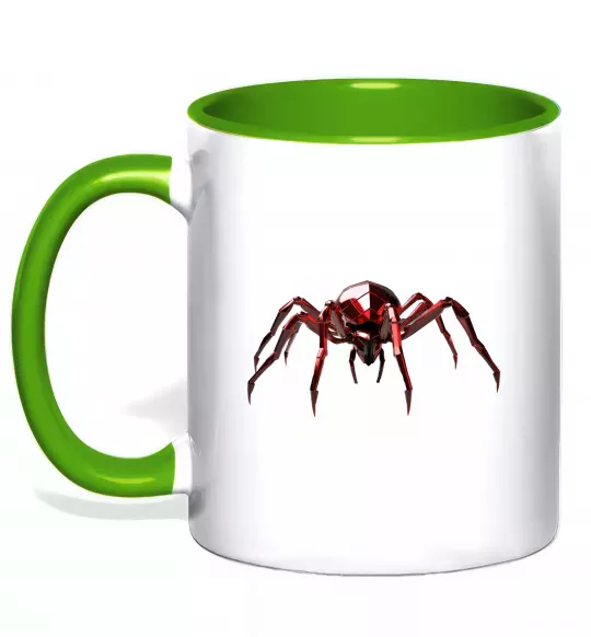 Чашка с цветной ручкой Червоний павук Зеленый фото