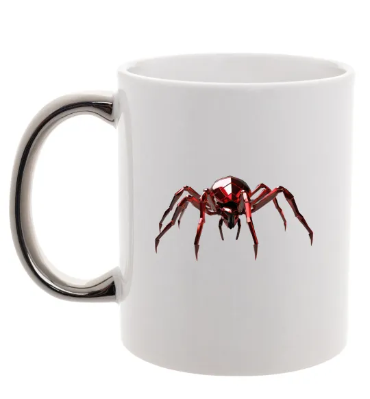 Чашка с цветной ручкой Червоний павук Серебро фото