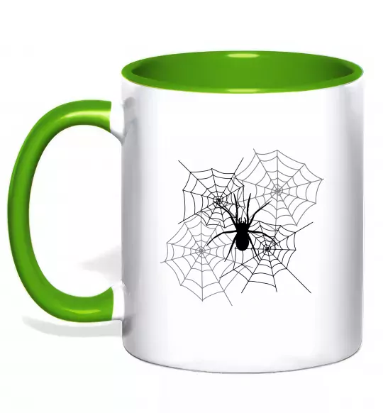 Чашка с цветной ручкой Павутиння Зеленый фото