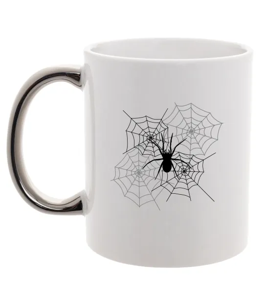 Чашка с цветной ручкой Павутиння Серебро фото