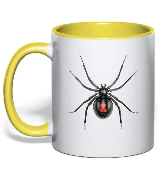 Чашка с цветной ручкой Чорна вдова Лимонный фото
