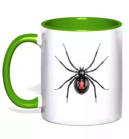 Чашка з кольоровою ручкою Чорна вдова Зелений фото