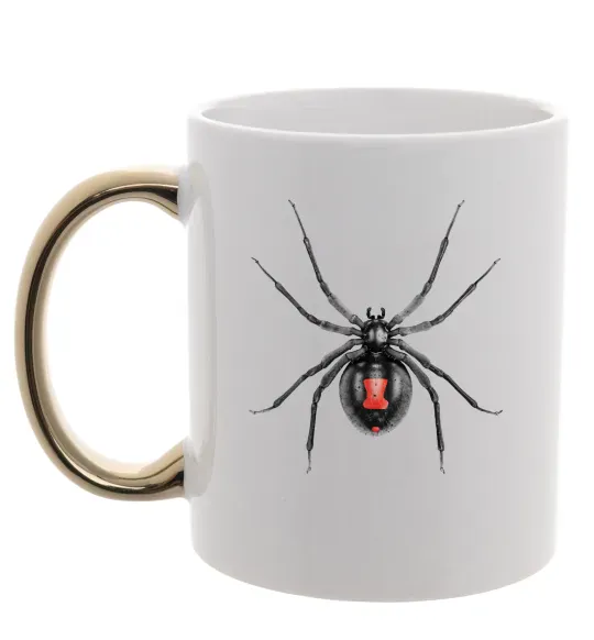 Чашка з кольоровою ручкою Чорна вдова Золото фото