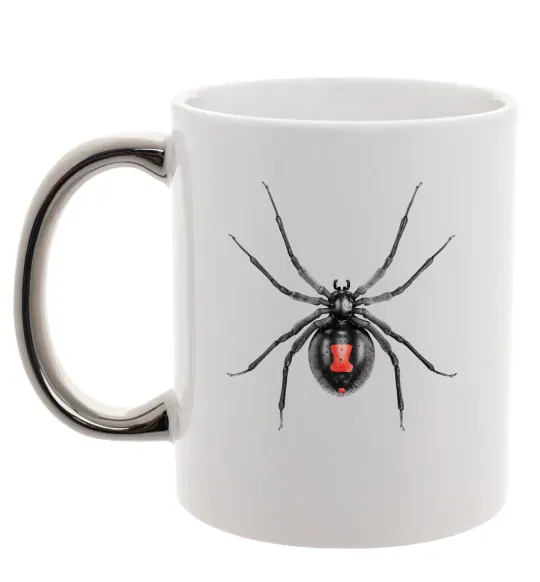 Чашка з кольоровою ручкою Чорна вдова Срібло фото