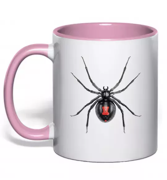 Чашка з кольоровою ручкою Чорна вдова Ніжно рожевий фото